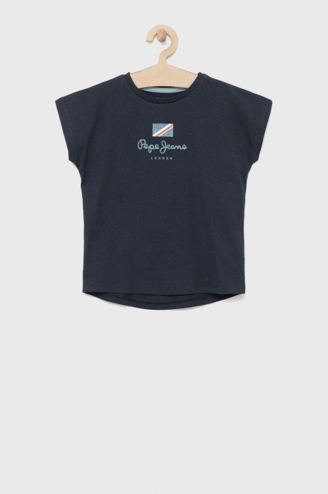 Дитяча бавовняна футболка Pepe Jeans колір синій