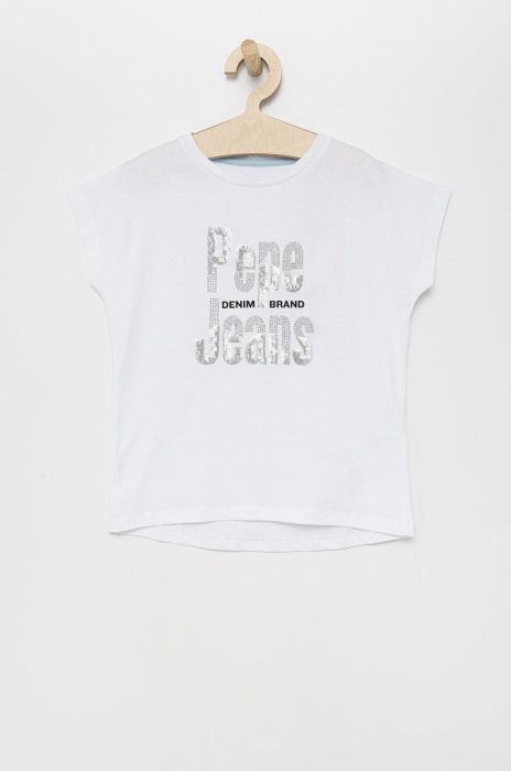 Дитяча бавовняна футболка Pepe Jeans колір білий (2042498)