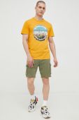 Бавовняна футболка Tom Tailor колір жовтий з принтом