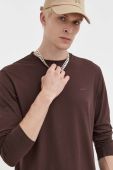 Бавовняний лонгслів HUGO колір коричневий однотонний (3480567)