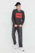Бавовняна кофта HUGO чоловіча колір сірий з принтом (3480577)