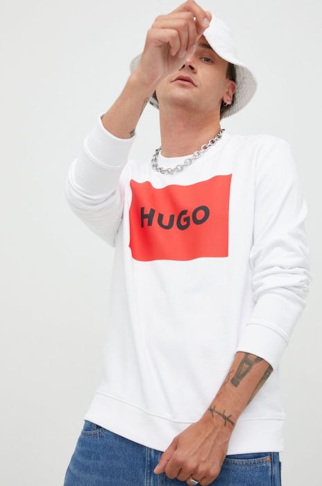 Бавовняна кофта HUGO з принтом колір білий (2566773)