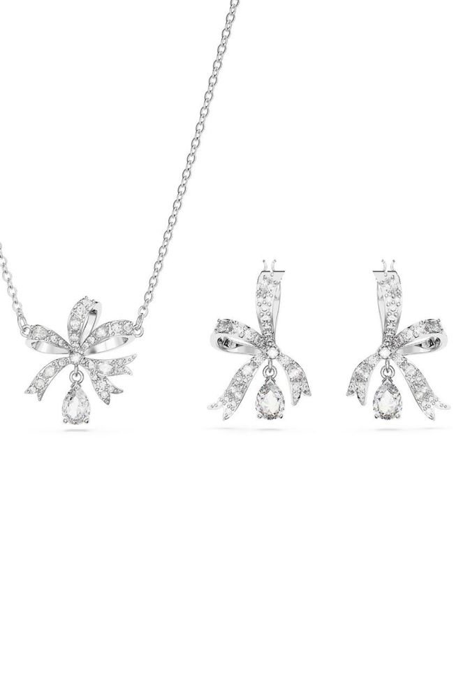 Кольє і сережки Swarovski VOLTA колір срібний