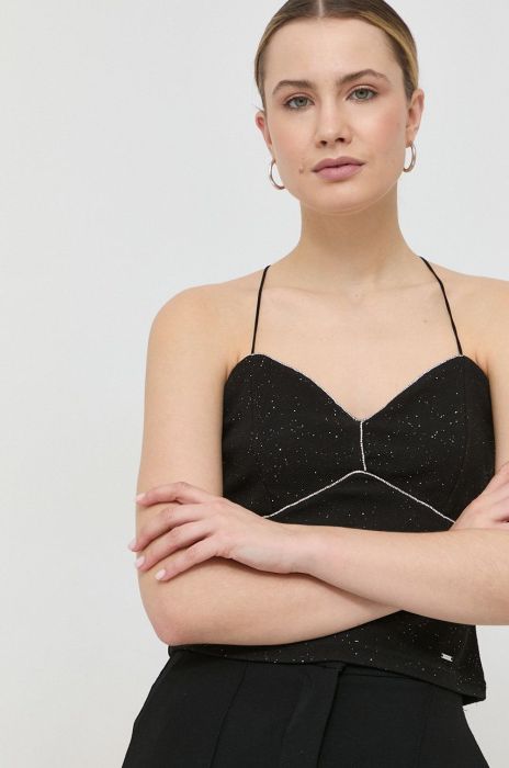 Топ Morgan жіноча колір чорний з аплікацією