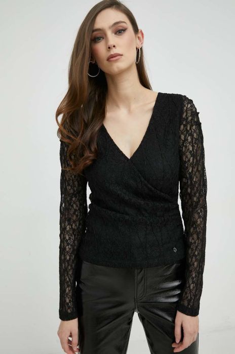Блузка Guess жіноча колір чорний однотонна (2896109)