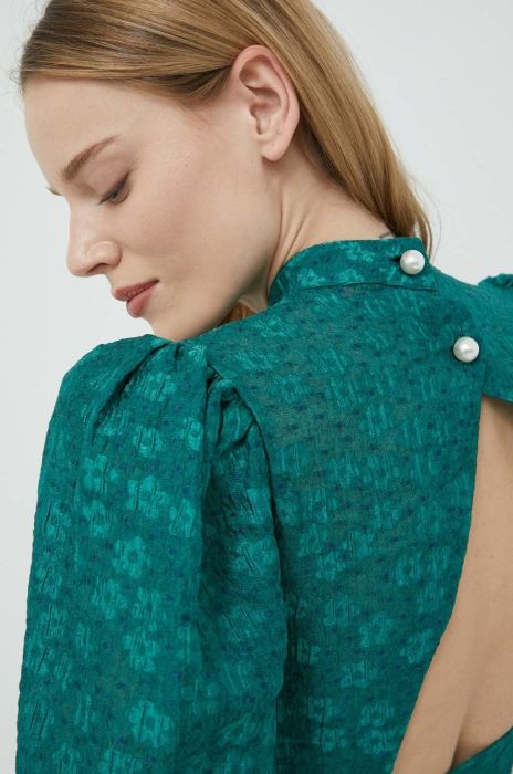 Блузка Custommade Davida жіноча колір зелений візерунок