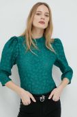 Блузка Custommade Davida жіноча колір зелений візерунок