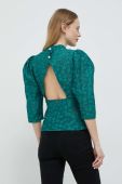 Блузка Custommade Davida жіноча колір зелений візерунок