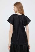 Блузка з домішкою шовку Dkny колір чорний однотонна