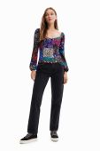 Блузка Desigual жіноча колір чорний візерунок (2916913)