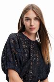Блузка Desigual жіноча колір чорний однотонна
