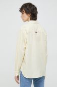 Сорочка з домішкою льону Tommy Jeans колір жовтий relaxed класичний комір