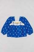 Дитяча блузка zippy колір синій візерунок