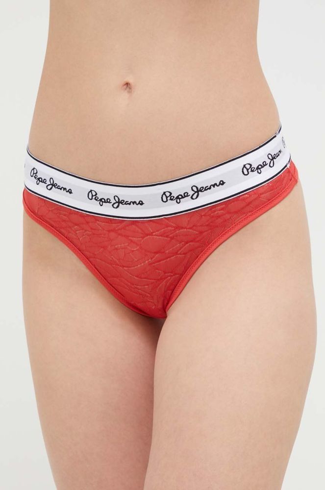 Стринги Pepe Jeans колір червоний прозоре