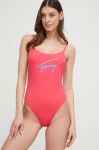 Суцільний купальник Tommy Jeans колір рожевий м'яка чашечка (3115750)