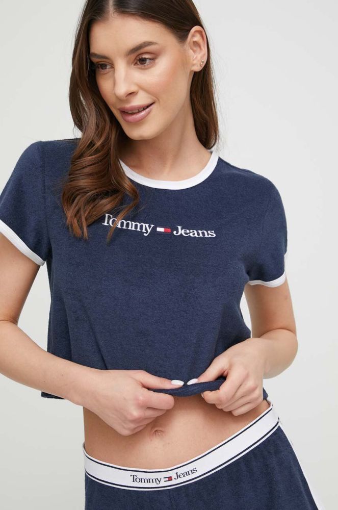 Пляжна футболка Tommy Jeans колір синій