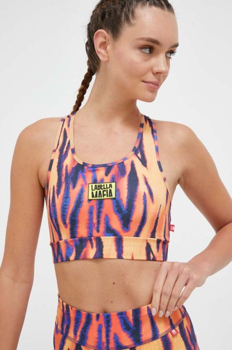 Спортивний бюстгальтер LaBellaMafia Flame колір помаранчевий візерунок