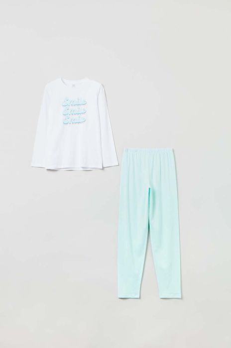 Дитяча бавовняна піжама OVS колір білий з принтом (3042808)