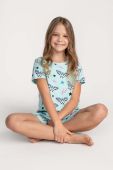 Дитяча бавовняна піжама Coccodrillo X Wonder Woman колір бірюзовий візерунок