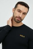 Піжамний лонгслів Polo Ralph Lauren колір чорний з принтом