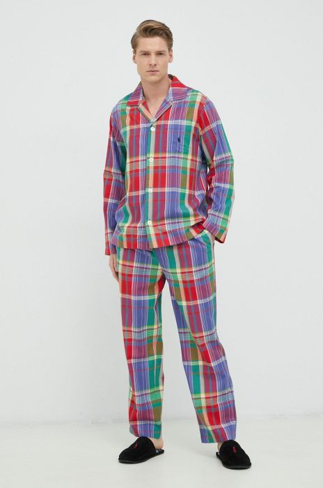 Бавовняна піжама Polo Ralph Lauren колір червоний візерунок (2925508)