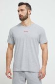 Піжамна футболка HUGO колір сірий з принтом
