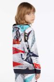 Дитяча бавовняна кофта Guess колір сірий з капюшоном візерунок (2877703)