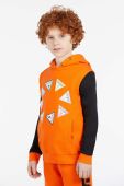 Дитяча бавовняна кофта Guess колір помаранчевий з капюшоном візерунок (2877711)