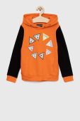 Дитяча бавовняна кофта Guess колір помаранчевий з капюшоном візерунок (2877711)