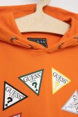 Дитяча бавовняна кофта Guess колір помаранчевий з капюшоном візерунок (2877711)