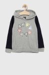 Дитяча бавовняна кофта Guess колір сірий з капюшоном з принтом (2879376)
