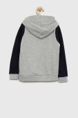 Дитяча бавовняна кофта Guess колір сірий з капюшоном з принтом (2879376)