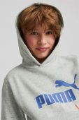 Дитяча кофта Puma ESS+ LOGO POWER Hoodie TR B колір сірий з капюшоном з принтом