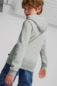 Дитяча кофта Puma ESS+ LOGO POWER Hoodie TR B колір сірий з капюшоном з принтом