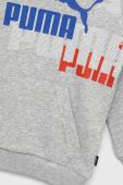 Дитяча кофта Puma ESS+ LOGO POWER Hoodie TR B колір сірий з капюшоном з принтом
