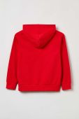 Дитяча бавовняна кофта OVS колір червоний з капюшоном з аплікацією