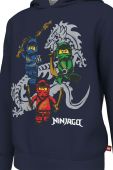 Дитяча бавовняна кофта Lego колір синій з капюшоном з принтом (2897723)