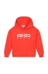 Дитяча бавовняна кофта Kenzo Kids колір червоний з капюшоном з принтом