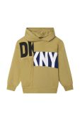Дитяча кофта Dkny колір зелений з капюшоном з принтом (3068678)