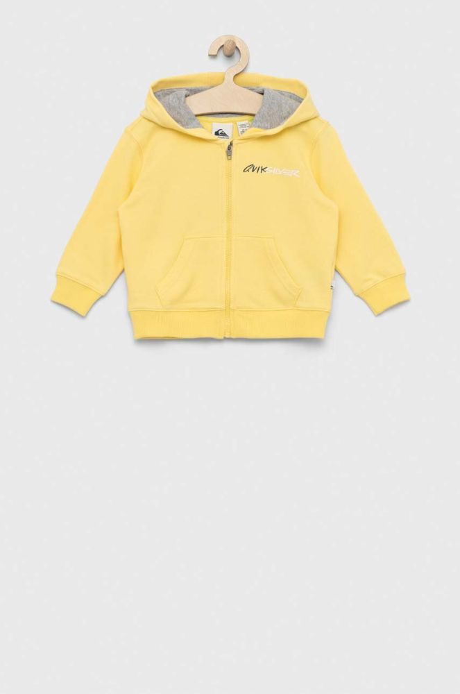 Дитяча кофта Quiksilver колір жовтий з капюшоном з принтом