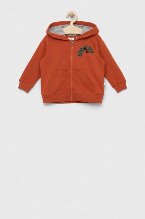 Дитяча кофта Quiksilver колір помаранчевий з капюшоном з принтом (3090166)