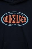 Дитяча кофта Quiksilver колір синій з капюшоном з принтом