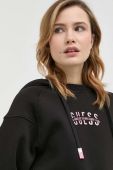 Кофта Guess жіноча колір чорний з капюшоном з принтом (2908684)