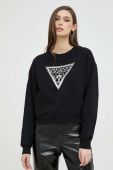 Бавовняна кофта Guess жіноча колір чорний з аплікацією