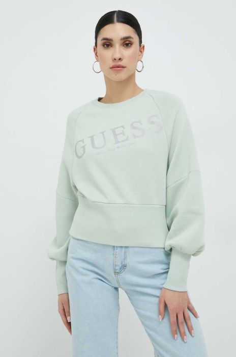 Кофта Guess жіноча колір зелений з принтом (2946753)