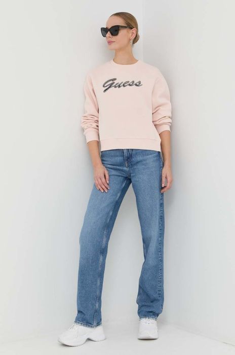 Кофта Guess жіноча колір рожевий з аплікацією (2841582)