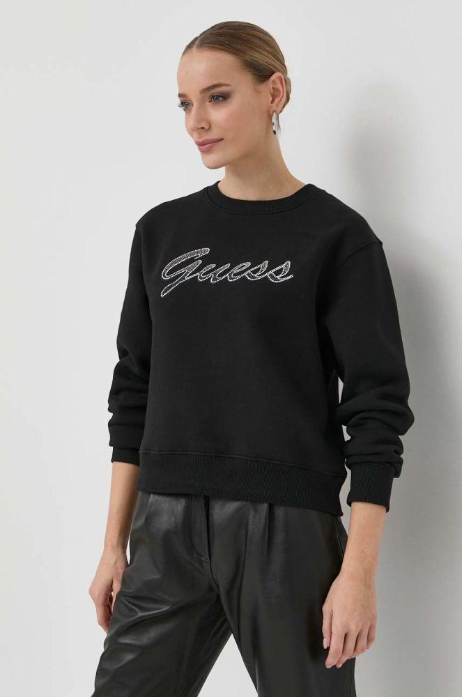 Кофта Guess жіноча колір чорний з аплікацією (2841592)