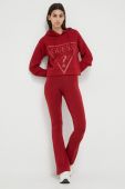 Кофта Guess жіноча колір бордовий з капюшоном з принтом (3517842)