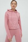 Кофта Guess жіноча колір рожевий з капюшоном з принтом (2867226)