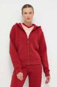 Кофта Guess жіноча колір бордовий з капюшоном з принтом (3517847)